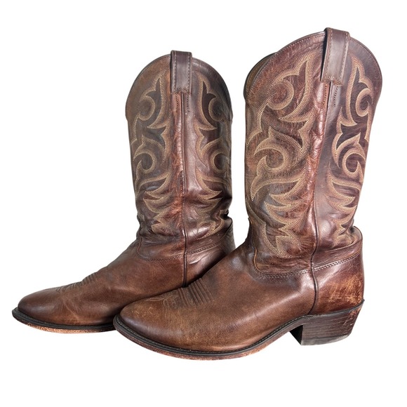 Justin 2704 Mens Brown Leather Western Cowboy Boots Handcrafted USA Size 11 EE